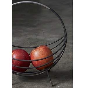 Panier à fruits moderne en fil métallique noir, forme ronde, panier de rangement pour la cuisine, porte-fruits - Product Image 4
