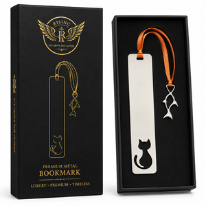 Nuevo Marcador de Metal Plateado con Diseño de Gato, Cinta, Colgante de Pez y Borla, Multifuncional, en Caja de Regalo Premium, para Amantes de la Lectura y Oficina - Product Image 1