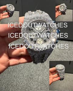 Montre à quartz pour homme et femme avec boîtier en acier inoxydable, bracelet en moissanite, design glacé, résistance à l'eau 10 bars - Product Image 2