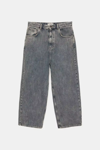 OEM Custom Logo Light Blue Baggy Men's Jeans 100% Cotton Wide Leg Pants Print Dark Colored Zip Washed High Street Plus Size - Product Image 4