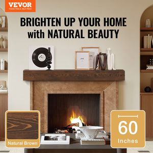 Mensola per Caminetto in Legno Naturale 60'' X 8'', Capacità di Carico 50 Libbre, Mensola Galleggiante da Parete Stile Rustico - Product Image 2