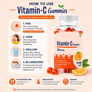 Gomitas de vitamina C para hombres y mujeres, inmunidad y piel sana, gomitas de vitamina C con sabor a frutas naturales de la India - Product Image 3