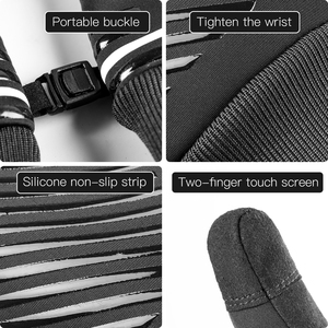 Gants de cyclisme d'hiver thermiques, tactiles, imperméables, coupe-vent, antidérapants, en polyester et cuir, à doigts complets, pour hommes, pour l'extérieur, OEM - Product Image 6
