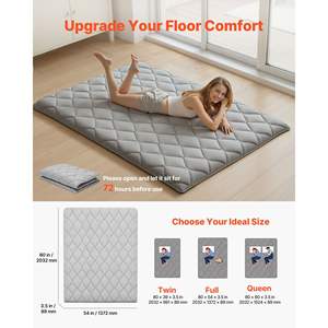 <b>Japanese</b> Foldable Tatami Mattress <b>Futon</b> Full Size 80 X 54 X 3.5 Gray Fastener Storage Bag 9-Layer Floor Mat for Dormitory Yoga - Product Image 2