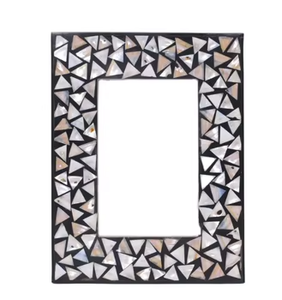 Cadre de miroir rectangulaire en laiton fait main avec incrustation de nacre, design pour table, miroir vertical en verre incassable, décoration - Product Image 3