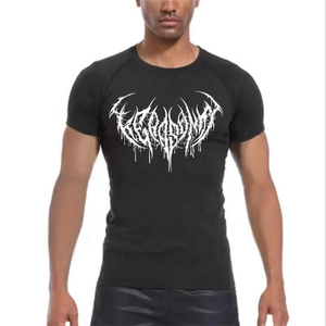 Men's Black <b>Gothic</b> Letter Print Raglan Sleeve <b>T</b>-<b>Shirt</b> Quick Dry Slim Fit O-Neck Short Sleeve Polyester Jersey Knitted - Product Image 2