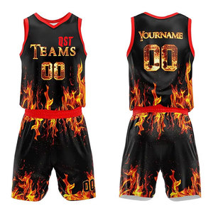 Ensemble d'uniformes de basketball personnalisés par sublimation, dégradé noir et or, maillot et short, nom et numéro personnalisés, anti-transpiration, anti-UV - Product Image 1