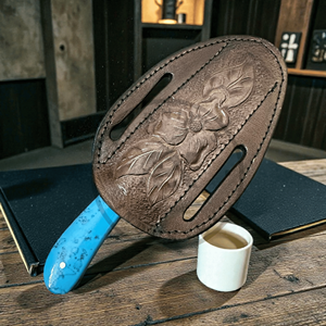 Funda de Cuero para Cuchillo de Caza Vaquero, Hecha a Mano, de Acero con Alto Contenido de Carbono, con Correa para Llevar, Personalizable OEM, Estilo Occidental, para el Mercado de EE. UU./UE - Product Image 4