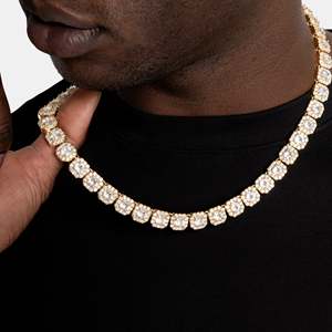 Men's 18K Gold Filled Brilliant Cut Hiphop Tennis Chain <b>Statement</b> <b>Necklace</b> Bezel Setting Luxury Everyday Wear - Product Image 3