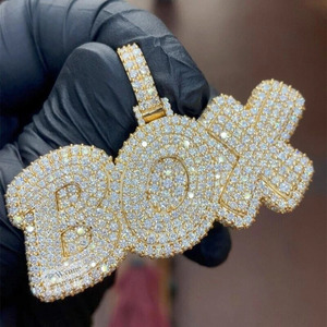 Collar de Plata de Ley 925 Chapado en Oro de 14K para Mujer, con Diamante Moissanita Cultivado en Laboratorio, Colgante de Corona de Rey Personalizado, Joyería RB Gems - Product Image 1