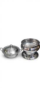 Stainless Steel Chafing Dish Buffet <b>Food</b> <b>Server</b> Stainless Steel Upright Cover Gold Finish Insulated Non-Stick 24cm Diameter - Product Image 2