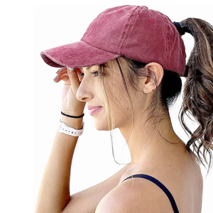 Gorro para mujer, cola de caballo alta, estilo vintage, lavado, parte superior suave, gorra de pico de pato, versátil, color liso, gorra de béisbol, primavera - Product Image 1