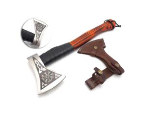 Hache de style viking avec manche en bois sculpté et lame en acier pour la survie, personnalisable ODM/OEM - Product Image 1