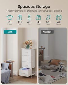 ตู้ลิ้นชักผ้า 4 ชั้น สไตล์โมเดิร์น สีขาว สำหรับห้องนอนและห้องนั่งเล่น เฟอร์นิเจอร์แบบตั้งพื้น - Product Image 5