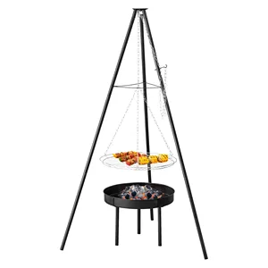 Brasero rond en acier Corten de haute qualité, épaisseur 2 mm, avec base, brasero portable pour le camping, brasero extérieur - Product Image 1