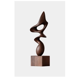 Sculpture abstraite en bois faite à la main, décoration artistique minimaliste, forme irrégulière, pour table ou salon - Product Image 3