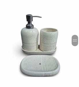 Ensembles de salle de bain haut de gamme, ensemble de salle de bain en céramique côtelée avec porte-savon - Product Image 5