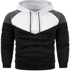 Men's V-Shape Color Block Pullover Hoodie | <b>Black</b> White Grey Fleece <b>Sweatshirt</b> | Custom B2B Apparel Sourcing Bangladesh - Product Image 6