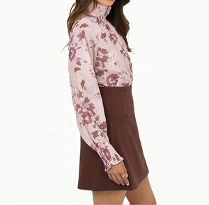 Camisa sencilla de manga corta con cuello redondo y estampado floral retro para mujer para primavera/verano - Product Image 2