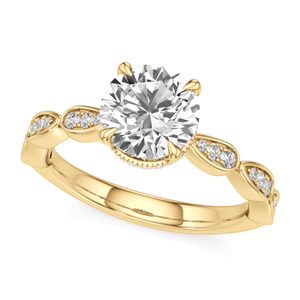 Bague solitaire avec accent de diamant rond et grappe de pierres - Product Image 1