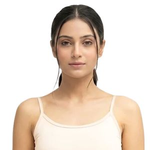 Camiseta sin mangas beige para mujer, con tirantes finos, cuello redondo, color liso, básica, informal, de verano, personalizable - Product Image 2