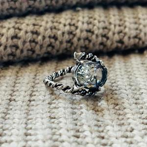 Trendy Fashionable Bohemian Smoky Quartz Rope Texture <b>Ring</b> Oxidized Silver Plated Brass Third Party Certified <b>Statement</b> <b>Ring</b> - Product Image 3