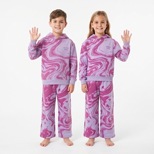 Conjunto Deportivo de Sudadera con Capucha y Pantalones Deportivos para Niños y Niñas, Sublimación con Estampado Completo, Personalizable, Ropa Deportiva Juvenil al por Mayor - Product Image 1