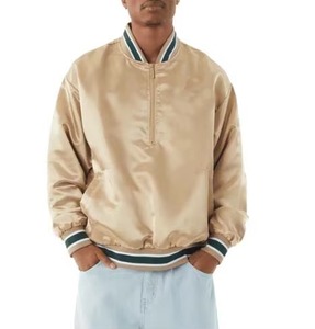 Wholesale Custom Logo High Quality 100% Satin Polyester Plus Size <b>Jacket</b> Waterproof <b>Men's</b> Baseball Satin <b>Bomber</b> <b>Jacket</b> - Product Image 4