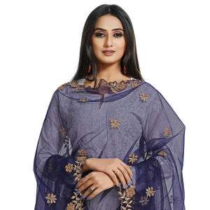 Dupatta en tissu filet indien et pakistanais, magnifique, de créateur, avec broderie fantaisie, pour mariage, décontracté, traditionnel, pour femmes et jeunes filles - Product Image 1