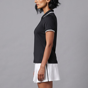 Camiseta polo de punto personalizada de 2 colores para mujer, informal, para verano, 100% algodón, transpirable, de secado rápido, cómoda. - Product Image 2