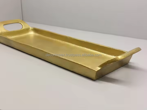 Bandeja de aluminio clásica Bandeja rectangular hecha a mano de alta calidad para servir comida y café Bandeja y platos elegantes de mesa para hoteles - Product Image 3