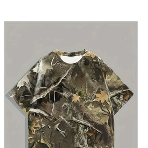 Unisex Camo Print Garment Dyed Jersey Tee Shirt Oversized Streetwear Cotton Short Sleeve Loose Fit Casual Summer Top Front - Product Image 2