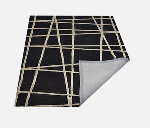 Alfombra negra y blanca de lana hecha a mano, de alta calidad, ecológica, antideslizante, para sala de estar, habitaciones infantiles, hoteles y oficinas. - Product Image 1