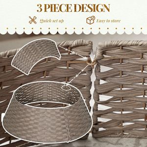 Gonna per Albero di Natale in Plastica Intrecciata Rustica da 27 Pollici per Decorazioni Natalizie, Caffè e Feste, con Supporto e Accessori - Product Image 6