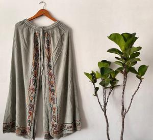 Elegante Conjunto de pijama de algodón 100% para mujer, pantalones Palazzo de crepé de rayón transpirables informales, ropa de dormir de tejido suave para uso doméstico para el verano - Product Image 4