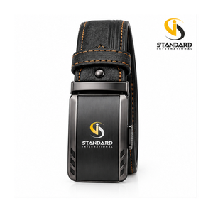 Standard International Men's Genuine Cow Hide Leather <b>Belt</b> Automatic Ratchet <b>Buckle</b> - Product Image 4
