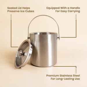 Stylish entertaining contemporary decor luxury dining accessory metallic ice bucket copper finish ice bucket lid ice bucket - Product Image 2