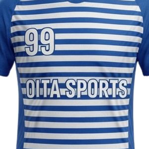 Maillot de handball pour hommes, bleu royal et blanc, à rayures sublimées, manches courtes, en polyester, pour équipe, performance et match - Product Image 6