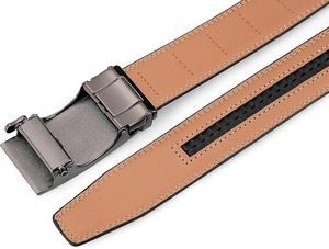 Cinturón Casual de Cuero Genuino para Hombre, Estampado, Color Sólido, Hebilla Cuadrada Plateada, Duradero, Negro, Azul Marino, 3.5 cm, 110 cm - Product Image 5