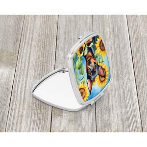 Espejo de maquillaje de viaje para mujeres y niñas, girasoles Pinscher en miniatura, espejo de bolsillo de mano plegable decorativo, regalo - Product Image 2