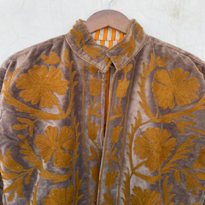 Opulent Suzani <b>Velvet</b> Breathable Cotton Bohemian Womens <b>Jacket</b> with Intricate Floral Embroidery Ethnic Inspired Outerwear - Product Image 5
