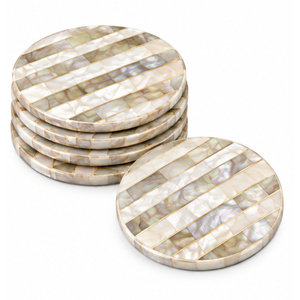 Mother of Pearl Coasters Gold Rimmed Arabesque <b>Mosaic</b> Shell Drink Coaster Set Square White Pearl <b>Table</b> Mats for Hotel Home Decor - Product Image 3