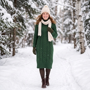 Women's Winter Knit Midi <b>Dress</b> Warm Elegant Casual Knit <b>Dress</b> OEM ODM Wholesale Factory <b>Custom</b> Logo Low MOQ - Product Image 3