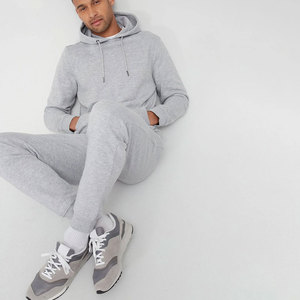 Ensemble de survêtement gris à capuche pour hommes, couleur unie, sweat-shirt et pantalon décontractés de longueur intégrale avec poches latérales, taille élastique, vêtements d'automne - Product Image 5