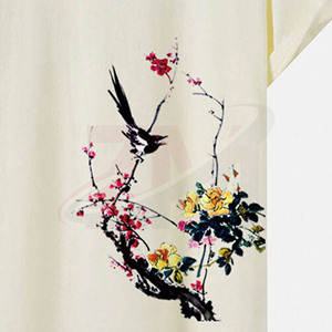Camiseta de Manga Corta para Hombre Estilo Chino con Estampado Floral de Aves, Cuello Redondo, Corte Regular, Tejido de Tela, Venta al por Mayor, Impresión de Logotipo Personalizado - Product Image 4