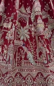 Deep Maroon <b>Red</b> Premium Silk Bridal <b>Lehenga</b> Choli Heavy Cutdana Dori Sequins Work Double Net Dupatta Canvas Cancan Heavy Flair - Product Image 4