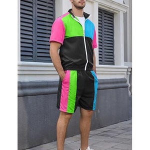 2026 Custom <b>Embroidery</b> Men's High Quality Nylon Jogging Suit Reflective Logo Breathable Zipper Two Piece Short Windbreaker <b>Set</b> - Product Image 3
