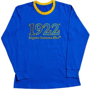 เสื้อยืดแขนยาวปักลาย Sigma Gamma Rho 1922 สีน้ำเงิน คอกลมสำหรับผู้หญิง สไตล์ลำลอง แฟชั่นสมาคมนักศึกษากรีก เสื้อผ้าสั่งทำพิเศษ - Product Image 2