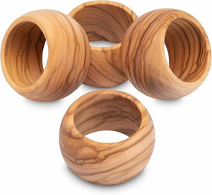 Anneaux de serviette ronds en bois d'acacia de 2,5 cm, couleur unie, classiques, durables, écologiques, en vrac, pour la décoration de table de mariage, d'hôtel et de restaurant - Product Image 1