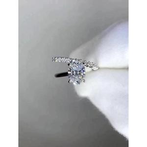 <b>925</b> <b>Silver</b> Oval Cut Lab Grown Diamond Bypass <b>Ring</b> <b>with</b> 14K Yellow Gold Oval Diamond Accent Modern Elegant Jewelry - Product Image 1